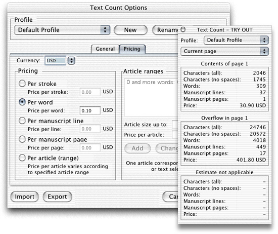 Text Count for QuarkXPress